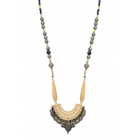 Smart pyrite and onyx pendant necklace I black85940