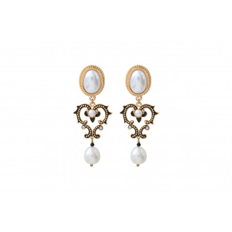 Boucles d'oreilles percées romantiques perles de rivière I blanc