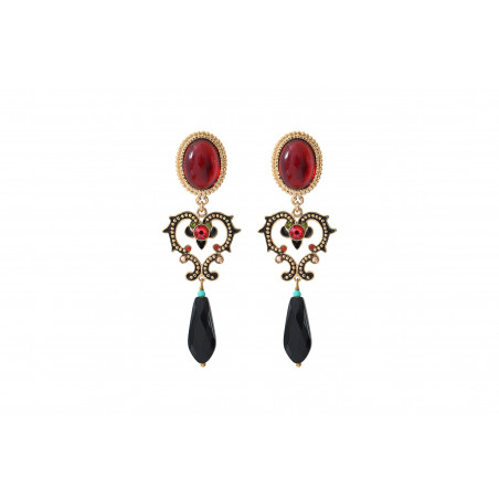 Sparkling onyx earrings for pierced ears | red