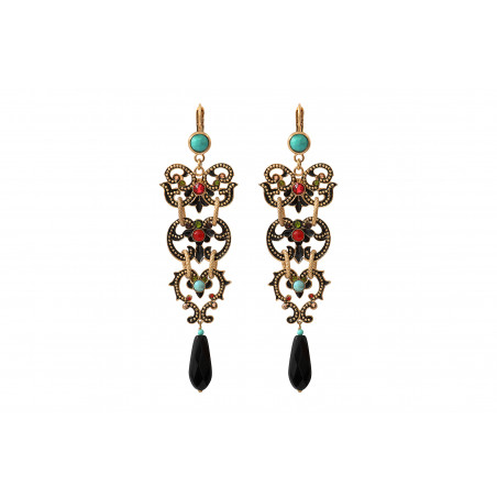 Graphic onyx and Prestige crystal sleeper earrings | red