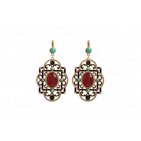 Festive amazonite and Prestige crystal sleeper earrings | turquoise