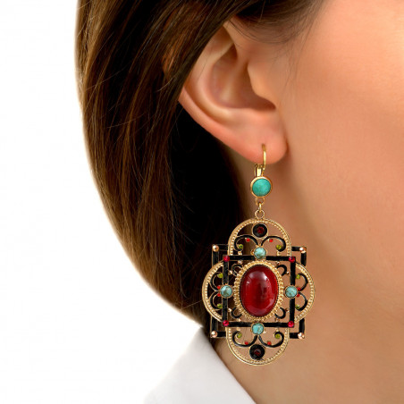 Festive amazonite and Prestige crystal sleeper earrings | turquoise86004