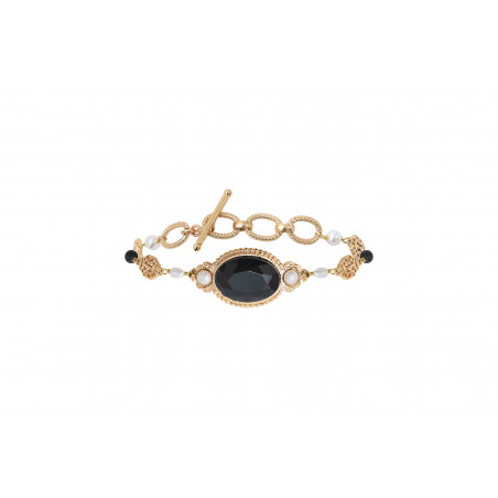 Glamorous freshwater pearl and onyx chain bracelet I black