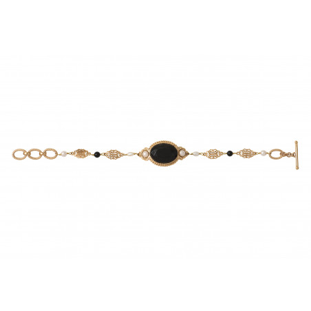 Bracelet chaîne glamour perles de rivières et onyx I noir86013