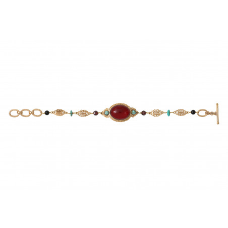 Festive garnet, turquoise and onyx chain bracelet | red86016