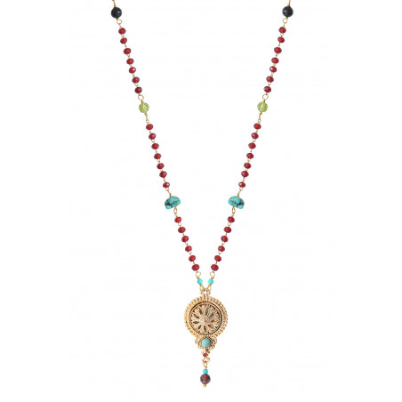 Beautiful garnet turquoise and onyx pendant necklace | red86034