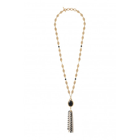 Sophisticated freshwater pearl and Prestige crystal sautoir necklace I black