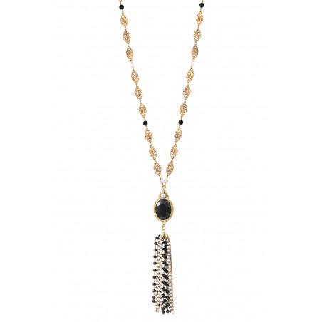 Sophisticated freshwater pearl and Prestige crystal sautoir necklace I black86043