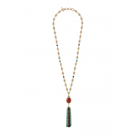 Baroque turquoise onyx and Prestige crystal sautoir necklace | red