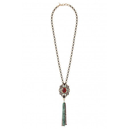 Festive turquoise and Prestige crystal sautoir necklace | turquoise