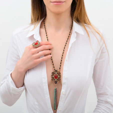 Festive turquoise and Prestige crystal sautoir necklace | turquoise86057