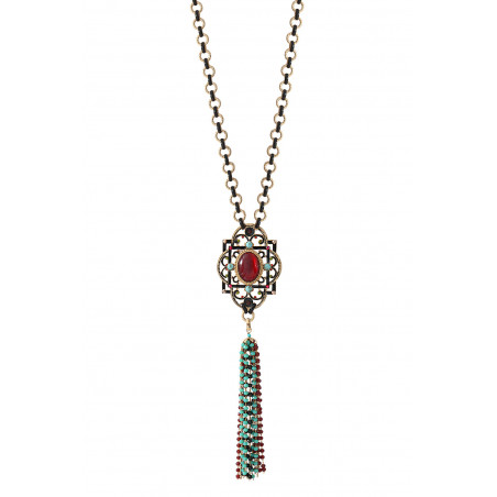 Festive turquoise and Prestige crystal sautoir necklace | turquoise86058