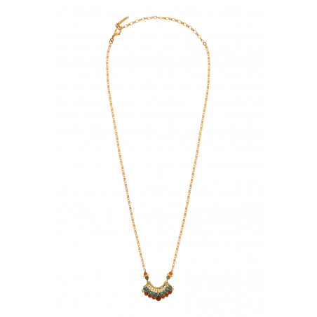 Collier pendentif solaire chrysocolle et cornaline I turquoise