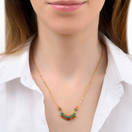 Collier pendentif solaire chrysocolle et cornaline I turquoise86077
