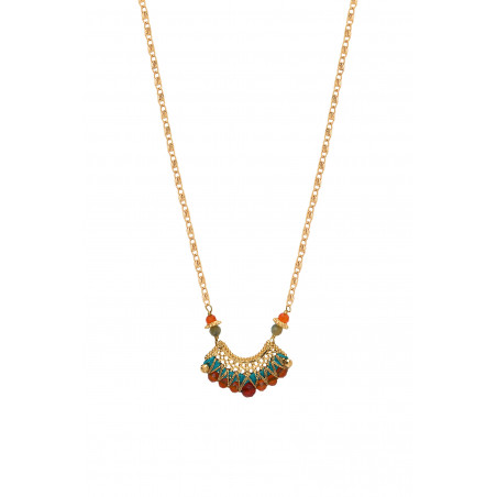 Collier pendentif solaire chrysocolle et cornaline I turquoise86078
