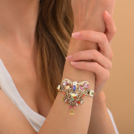 Glamorous gold metal and crystals bracelet | Pastel