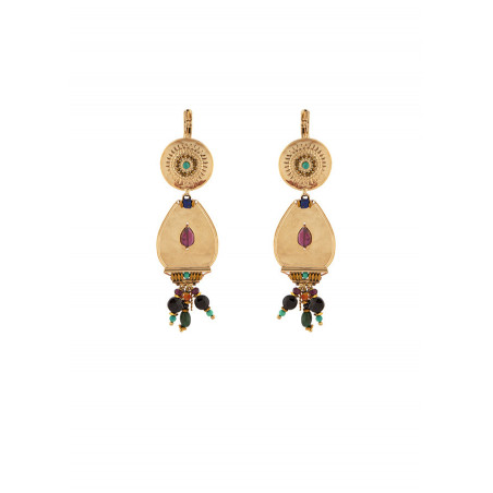 Luxury sleeper earrings with Turquoise and Garnet | Multicoloured