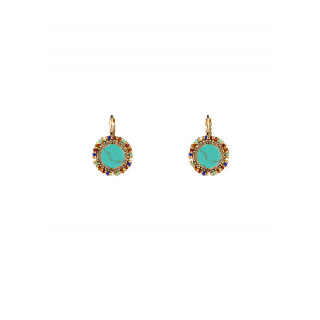 Ethnic turquoise sleepers earrings l Turquoise