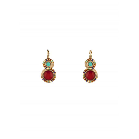 Crafted sleepers earrings with Japanese beads l Red