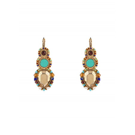 Ethnic gem and Japanese bead sleepers earrings | Multicolor
