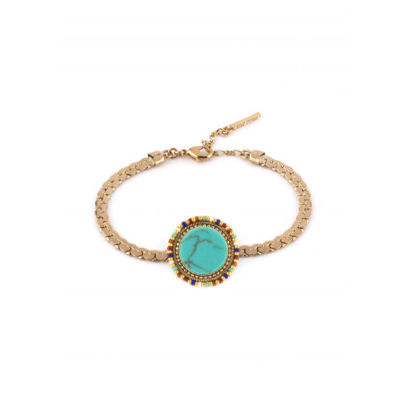 Bracelet souple chic turquoise et perles du Japon I Turquoise