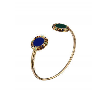 Bracelet jonc mystérieux turquoise et lapis lazuli I Multicolore