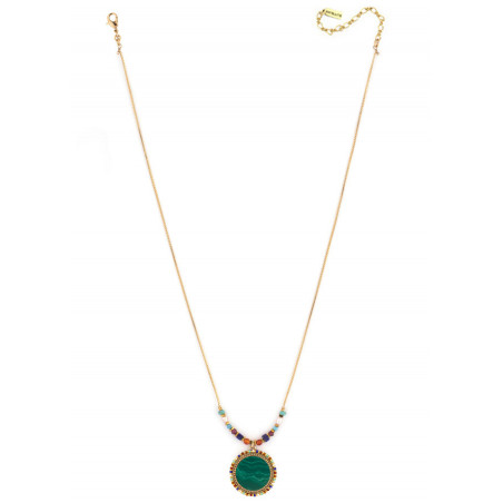 Ethnic lapis lazuli and malachite pendant necklace l Green86214