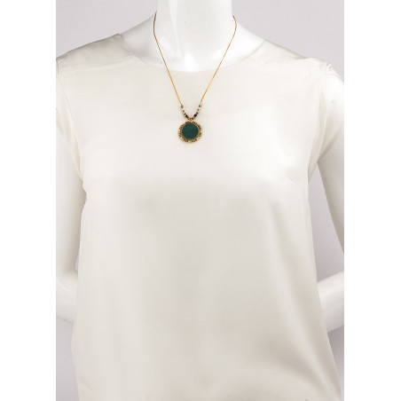 Ethnic lapis lazuli and malachite pendant necklace l Green86215