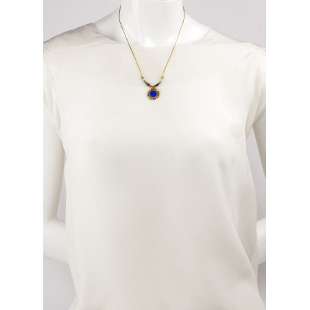 Fashionable lapis lazuli and gem pendant necklace |Blue86216