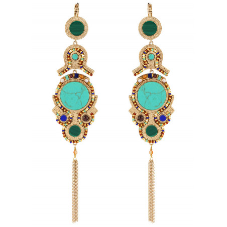 Graphic malachite and lapis lazuli sleepers earrings l Multicolor