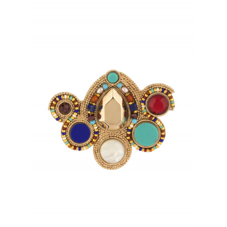 Fanciful lapis lazuli, turquoise and pearl brooch|Multicolor