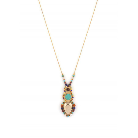 Sunny lapis lazuli and turquoise pendant necklace| Multicolor