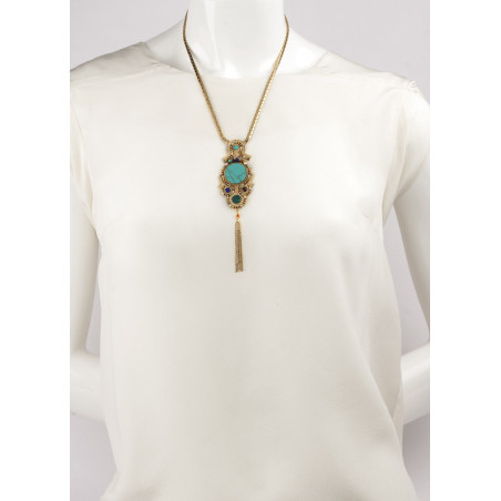On-trend turquoise and lapis lazuli mid-length necklace| Multicolor86230