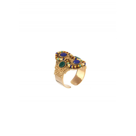 Fanciful malachite and lapis lazuli adjustable ring |Multicolor