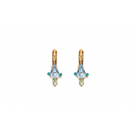 Chic lever back earrings with river pearls and crystals | blue