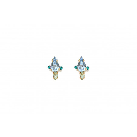 Chic stud earrings with river pearls and crystals | blue