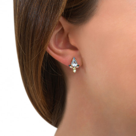 Boucles d'oreilles percées chics cristaux perles de rivière I bleu86245