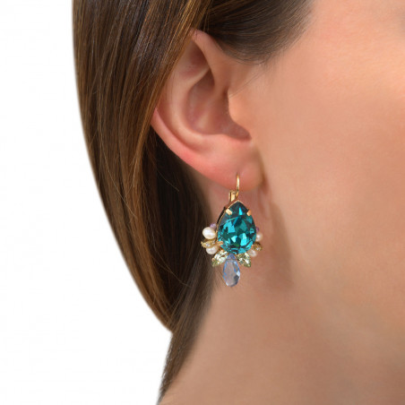 Boucles d'oreilles dormeuses sophistiquées cristaux et améthystes I bleu86287