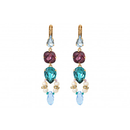 Ethereal lever back earrings with amethysts and crystals - blue