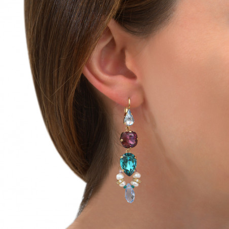 Ethereal lever back earrings with amethysts and crystals - blue86293
