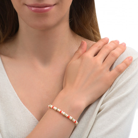 Sophisticated soft bracelet with river pearls and sea bamboo | coral86311