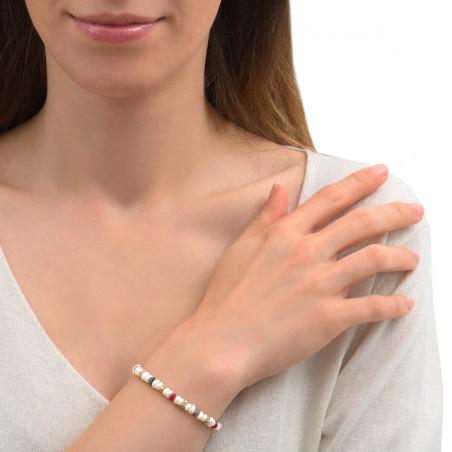 Bracelet souple féminin perles de rivière grenat labradorite I vert86314
