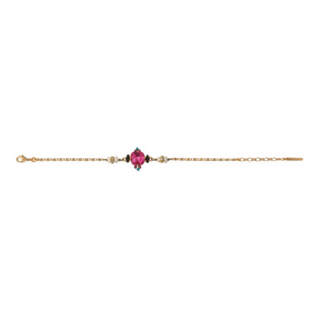 Bracelet souple glamour cristaux et perles de rivière - rose86321