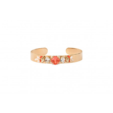 Romantic bangle with crystals and river pearls | coral