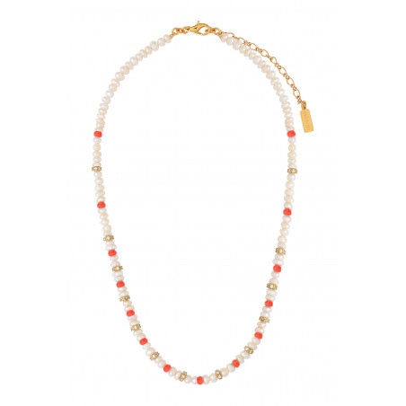 Poetic necklace with river pearls and rhinestones | coral86358