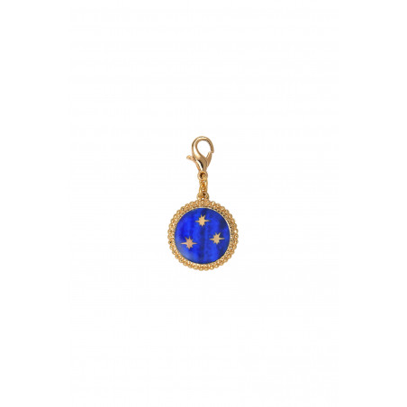 Médaille mini féminine étoiles métal doré à l'or fin  I bleu