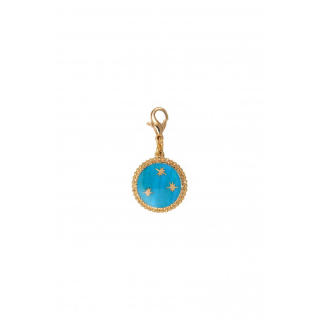 Miniature star medallion in fine gilded metal - turquoise