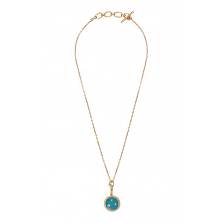 Miniature star medallion in fine gilded metal - turquoise86407