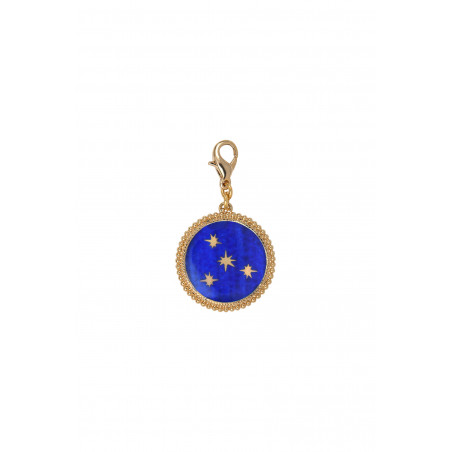 Médaille raffinée étoiles métal doré à l'or fin I bleu