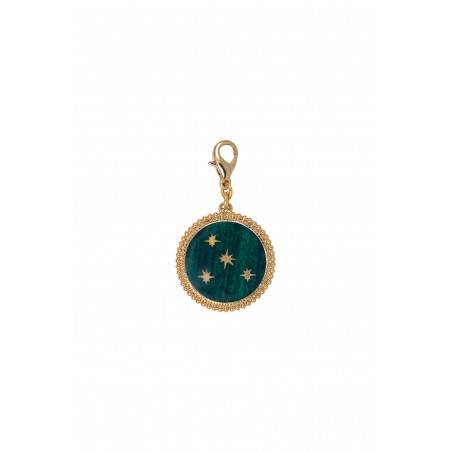 Chic star medallion in fine gilded metal - green